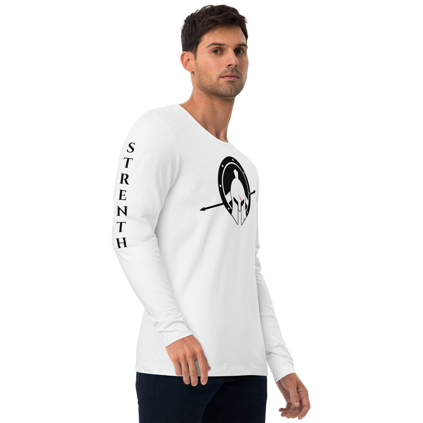 Long Sleeve Fitted Crew (White - STRENTH)